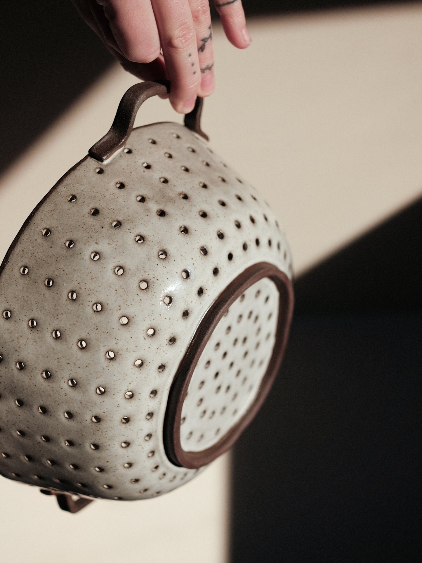 strainer in weathered white