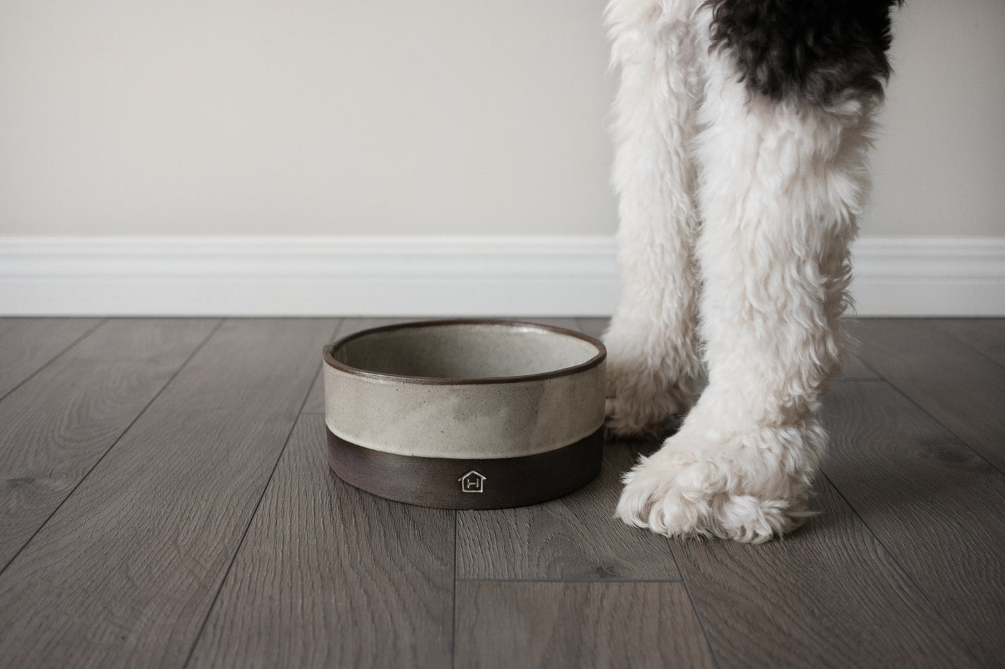 large dog bowl in half white