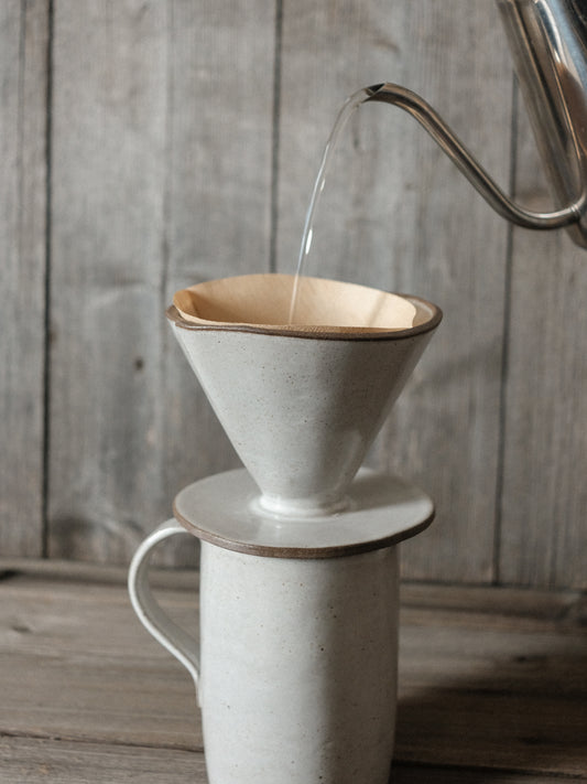 coffee dripper in weathered white
