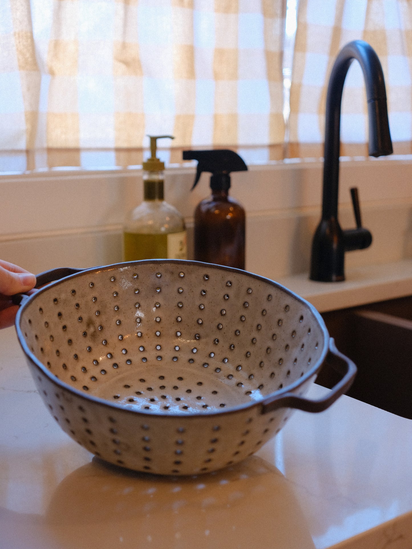 strainer in weathered white